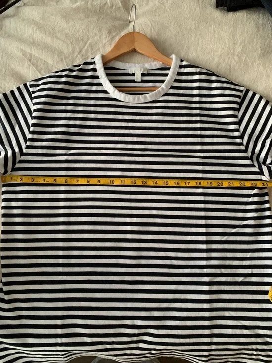 COS 100% cotton Black & White Striped relaxed fit Men’s T-Shirt size XL - Picture 6 of 6